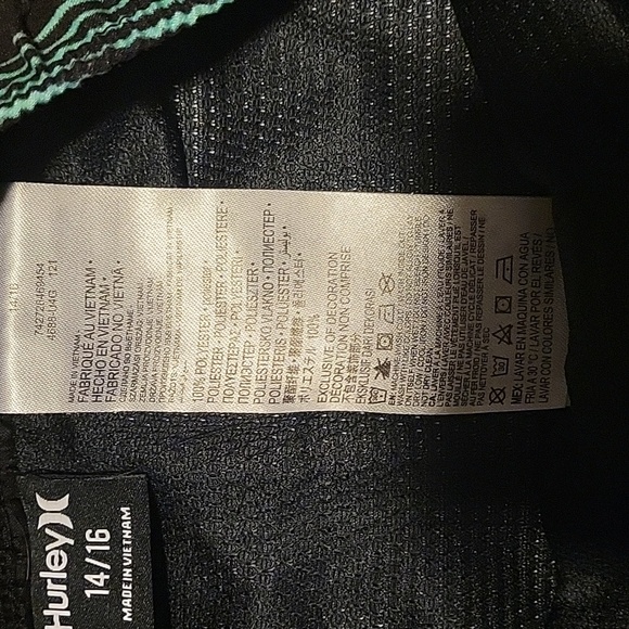 HURLEY Boys Swimming Trunks, 14/16 Black/Green, GUC - Picture 5 of 8